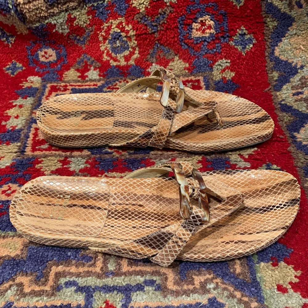 Stuart Weitzman , Python Print, Thong Sandal W/ T… - image 3